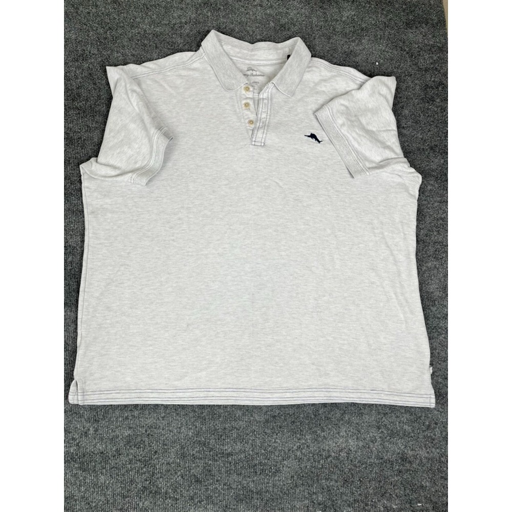 Tommy Bahama Mens Supima Cotton Golf Polo Shirt Gray Size 3XL/3TG Blue Swordfish